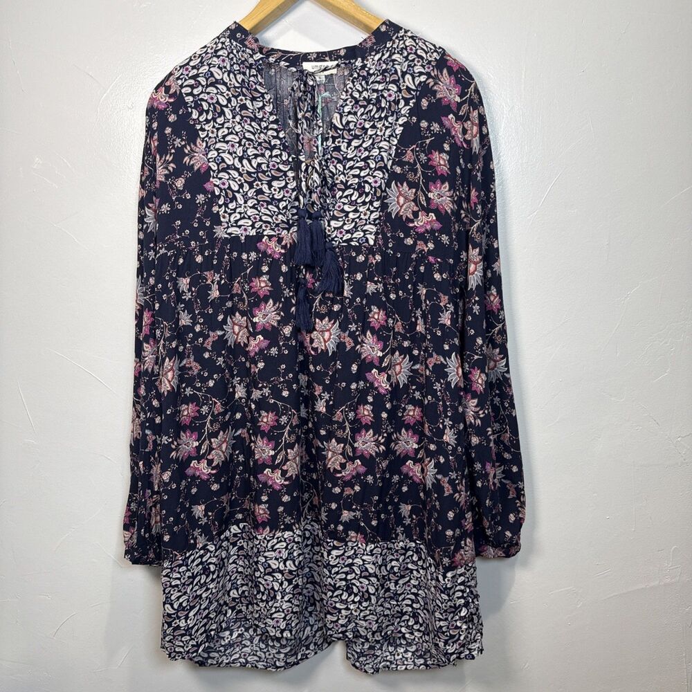 Umgee Navy Floral Dress Size Small NWT Boho Fairycore Dark Romantic Feminine